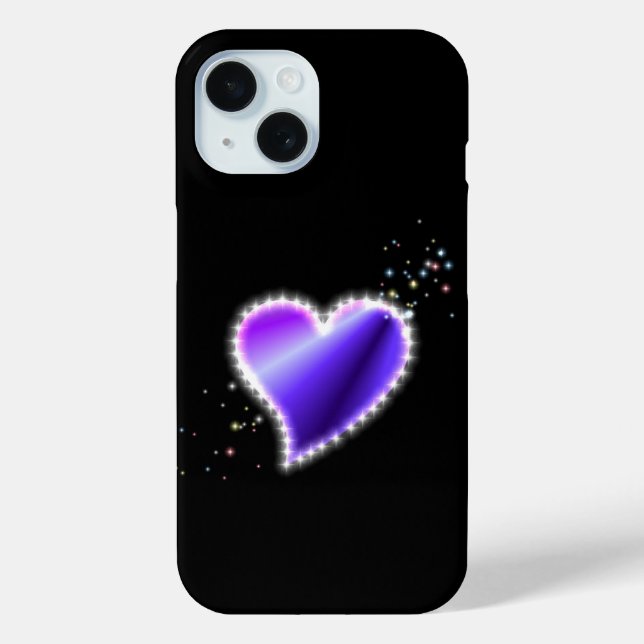 Purple Rainbow Heart with Stars on black Case-Mate iPhone Case (Back)