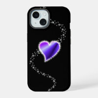 Purple Rainbow Heart with Stars on black