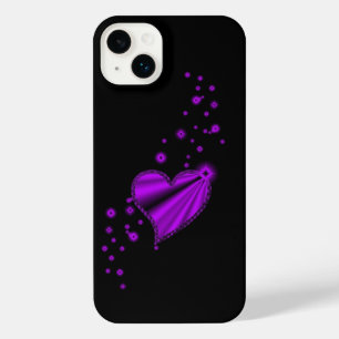 Purple Rainbow Heart with Stars on black iPhone 14 Plus Case