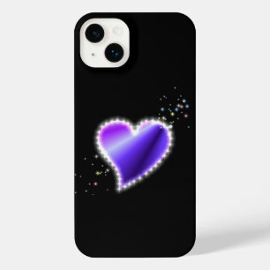 Purple Rainbow Heart with Stars on black iPhone 14 Plus Case