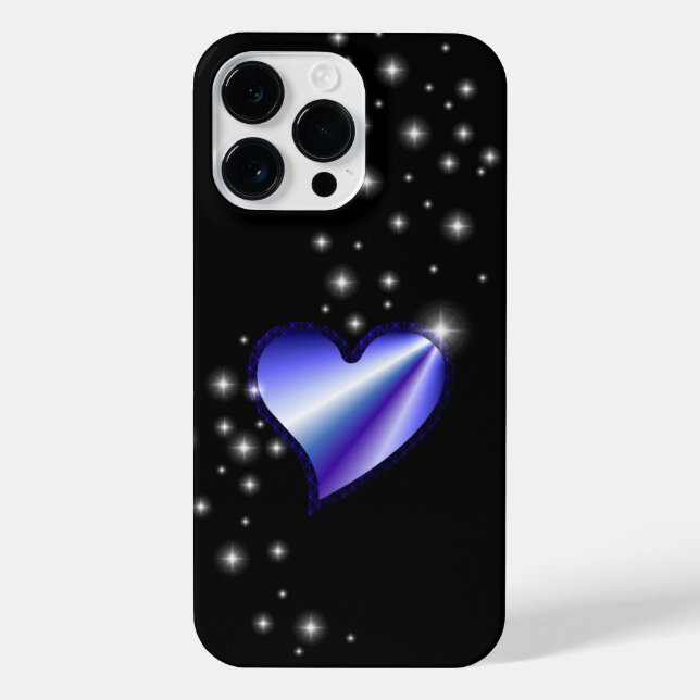 Purple Rainbow Heart with Stars on black iPhone Case (Back)