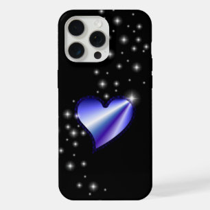 Purple Rainbow Heart with Stars on black iPhone 15 Pro Max Case