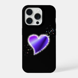 Purple Rainbow Heart with Stars on black iPhone 15 Pro Case