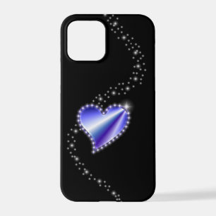 Purple Rainbow Heart with Stars on black iPhone 12 Pro Case