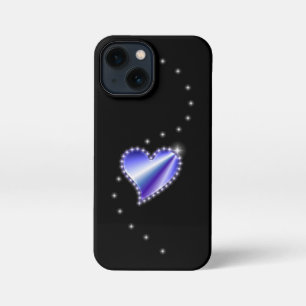 Purple Rainbow Heart with Stars on black iPhone 13 Mini Case