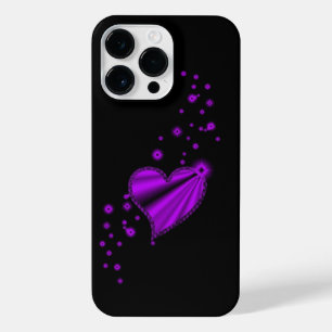 Purple Rainbow Heart with Stars on black iPhone 14 Pro Max Case