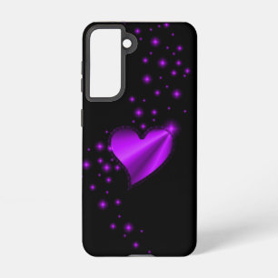 Purple Rainbow Heart with Stars on black Samsung Galaxy Case