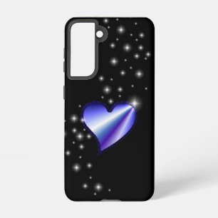 Purple Rainbow Heart with Stars on black Samsung Galaxy Case