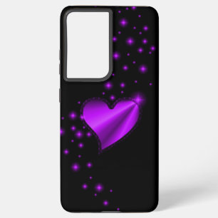 Purple Rainbow Heart with Stars on black Samsung Galaxy Case