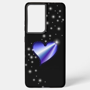 Purple Rainbow Heart with Stars on black Samsung Galaxy Case