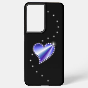 Purple Rainbow Heart with Stars on black Samsung Galaxy Case