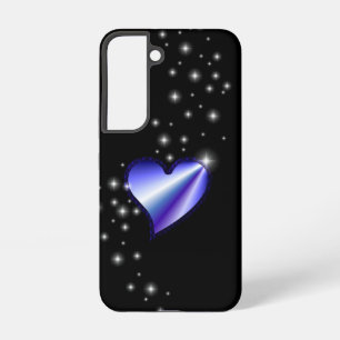 Purple Rainbow Heart with Stars on black Samsung Galaxy Case