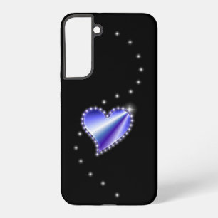 Purple Rainbow Heart with Stars on black Samsung Galaxy Case