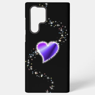 Purple Rainbow Heart with Stars on black Samsung Galaxy Case
