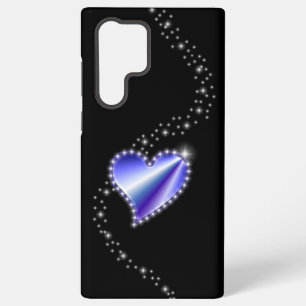 Purple Rainbow Heart with Stars on black Samsung Galaxy Case