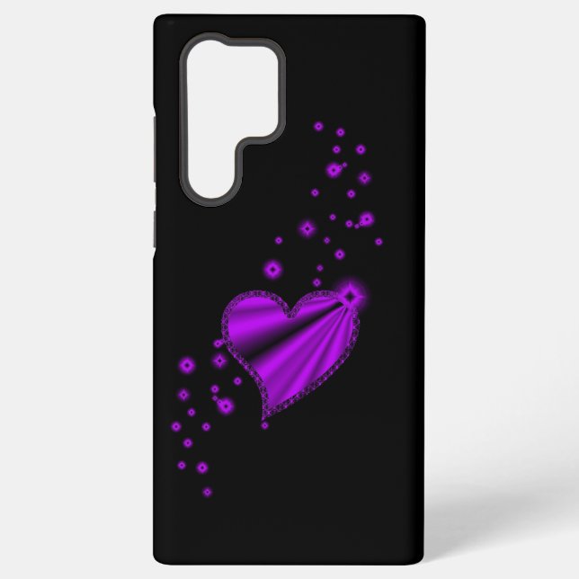 Purple Rainbow Heart with Stars Samsung Galaxy S22 Ultra Case (Back)