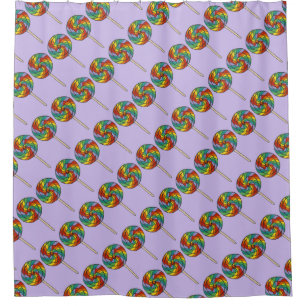 Purple Rainbow Lollipop Candy Sweet Lollies Shower Curtain