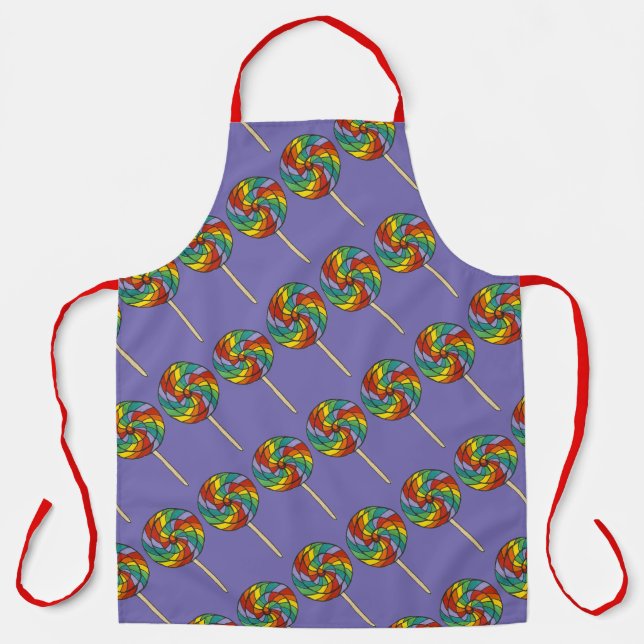 Purple Rainbow Lollipop Pop Candy Lollies Suckers Apron (Front)