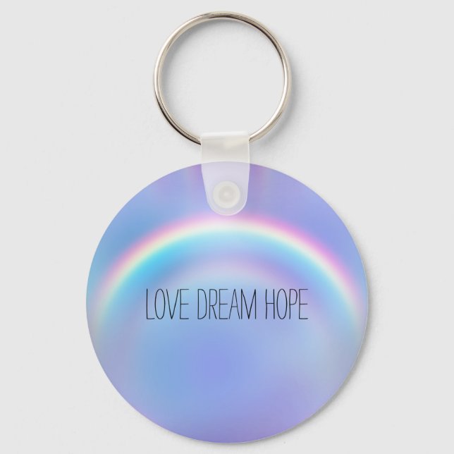 Purple Rainbow Love Dream Hope Personalised Key Ring (Front)