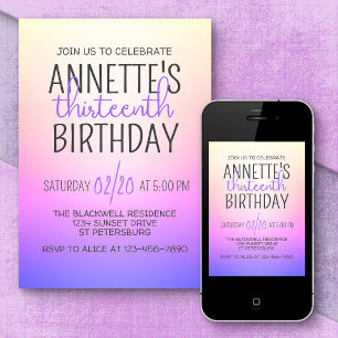 Purple Rainbow Ombre Invitation