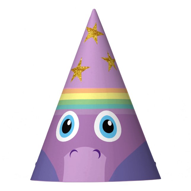 Purple Rainbow Unicorn Face Costume Party Hat (Front)