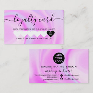 purple rainbow unicorn marble chic heart makeup loyalty card