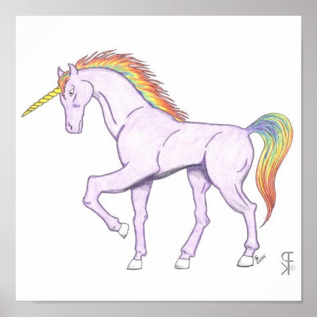Purple Rainbow Unicorn Poster (Front)
