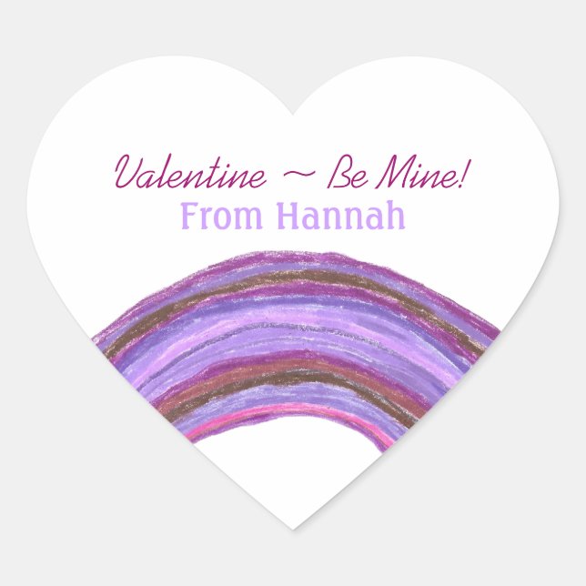 Purple rainbow valentine sticker (Front)