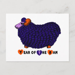 Purple Ram Chinese New Year Zodiac Postcard