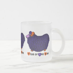 Purple Ram Chinese Year Zodiac Frosted Glass M Coffee Mug