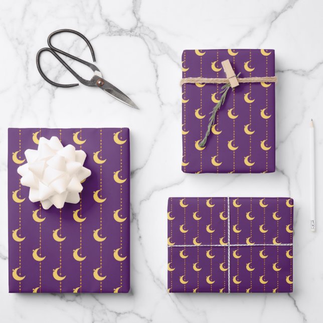 Purple Ramadan Eid Happy Eid Islamic Wrapping Paper Sheet (Front)