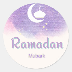 Purple Ramadan mubark Classic Round Sticker