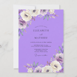 Purple Ranunculus Eucalyptus Wedding Invitation