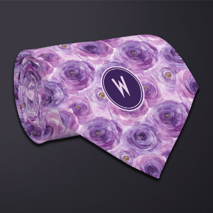 Purple Ranunculus Floral Tie