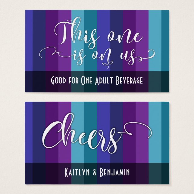 Purple Raspberry Teal Stripes, Drink Tickets (Front & Back)