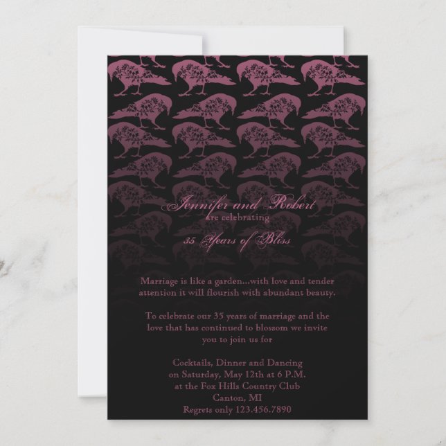 Purple Raven Gothic Wedding Anniversary Invitation (Front)