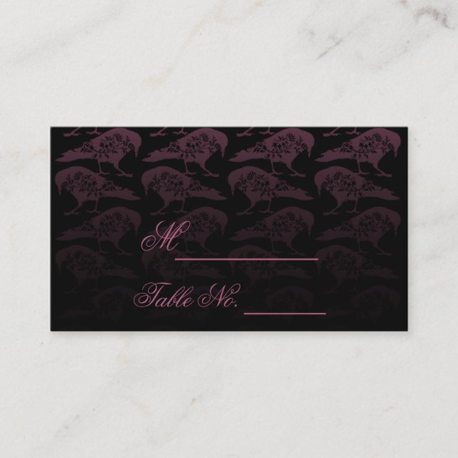 Purple Raven Gothic Wedding Place Card (Front)
