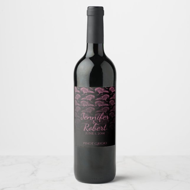 Purple Raven Gothic Wedding Wine Label (Front)