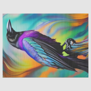 Purple Raven,  northern lights background Tissue Paper