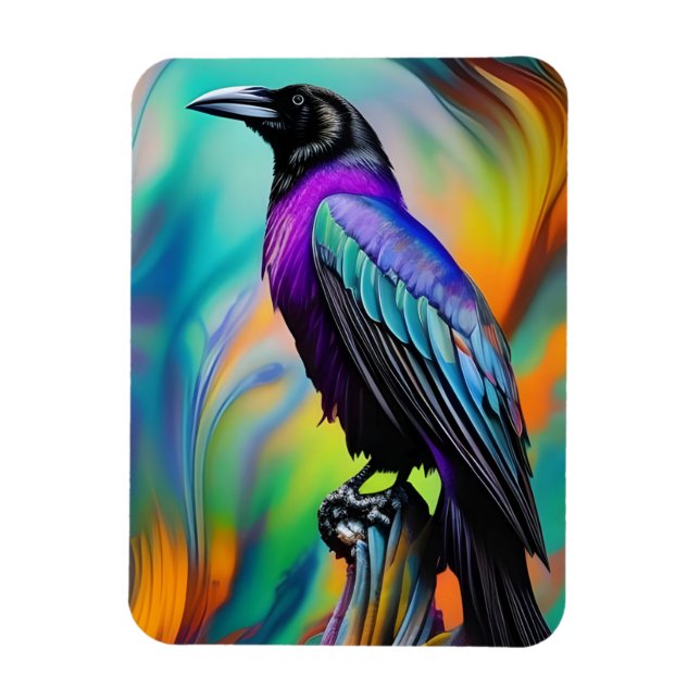 Purple Raven, Northern Lights  Magnet (Vertical)