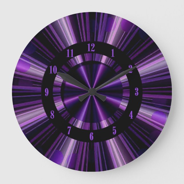 Purple Rays Of Light Wall Clock (Front)