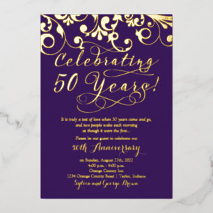 Purple Real Gold 50th Wedding Anniversary
