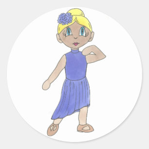 Purple Recital Costume Lyrical Modern Dancer Classic Round Sticker