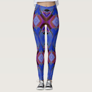 Purple red and pink abstract leggings