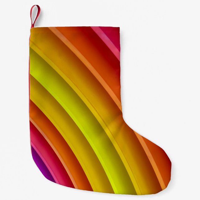 Purple, red, and yellow rainbow column small christmas stocking (Front)