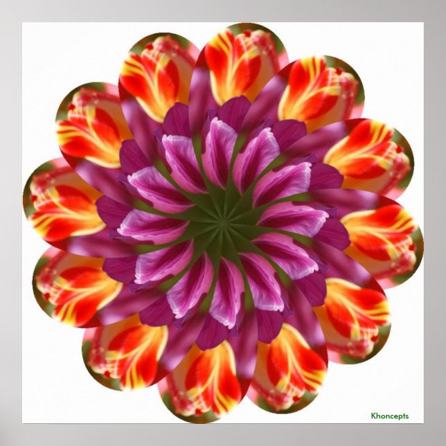 Purple, Red and Yellow Tulips Poster (Front)