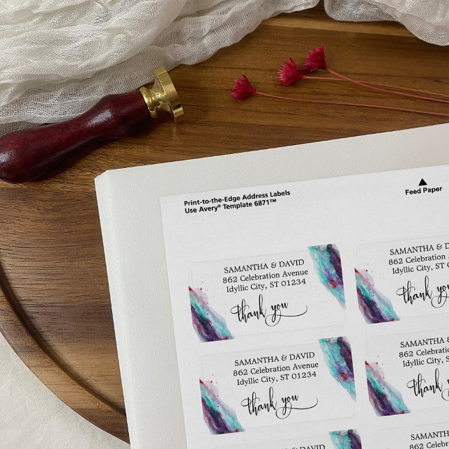 Purple Red Aqua Watercolor Artsy Abstract Label (Creator Uploaded)