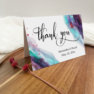 Purple Red Aqua Watercolor Modern Thank You