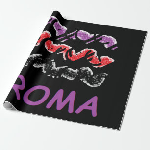 Purple red black with text top fashion funky wrapping paper
