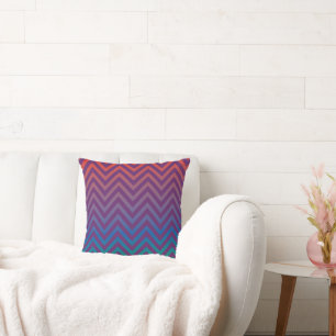 Purple, Red, Blue & Green Vintage Chevron Stripes Cushion